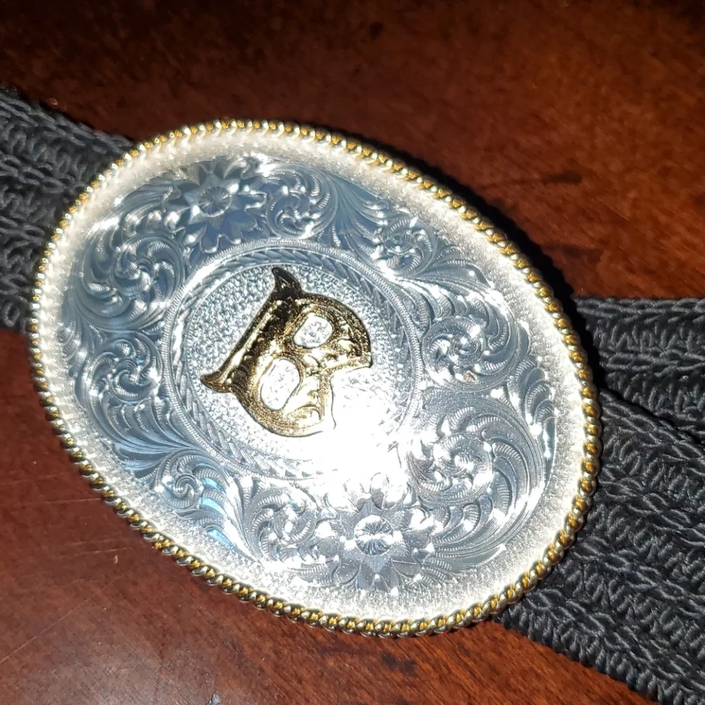 Montana Silversmiths B Western Belt Buckle w/belt‎